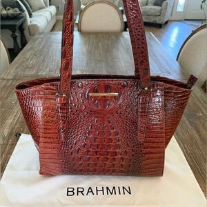 Brahmin Asher Pecan Croc-Embossed Leather Tote